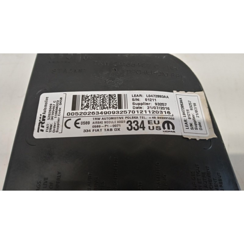 FIAT CURTAIN AIRBAG RIGHT  FIAT F.500X (5F) 2014>2019 used