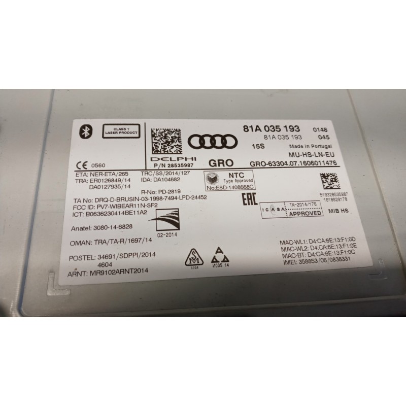 AUDI CAR RADIO AUDI A3 Sportback 2016> used