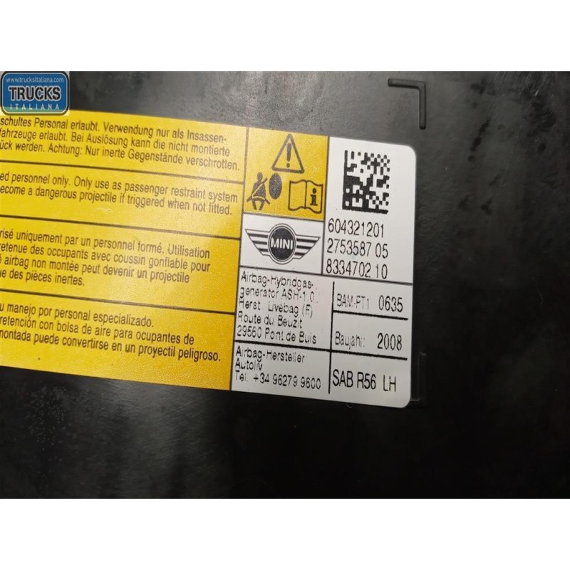 MINI AIR BAG LATERALE SINISTRO MINI R56  2006>2011 usato