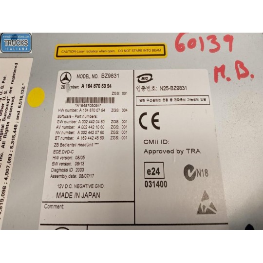 AUTORADIO MERCEDES-BENZ Classe M (W164) 2005>2011 usato