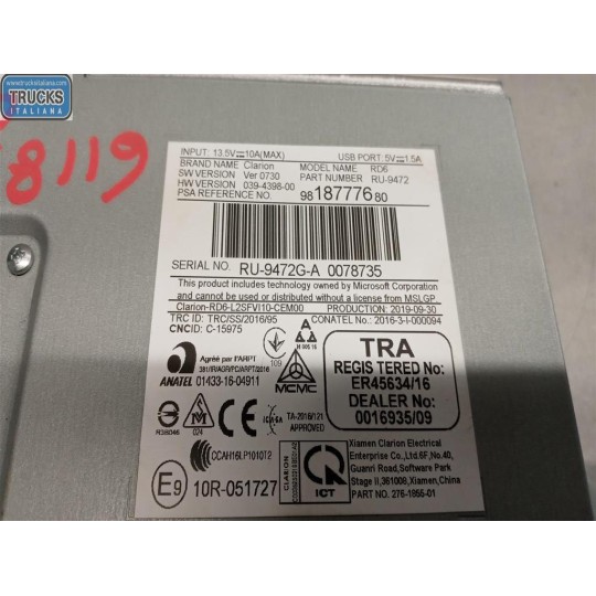 AUTORADIO CITROEN C3 2016>2020 usato