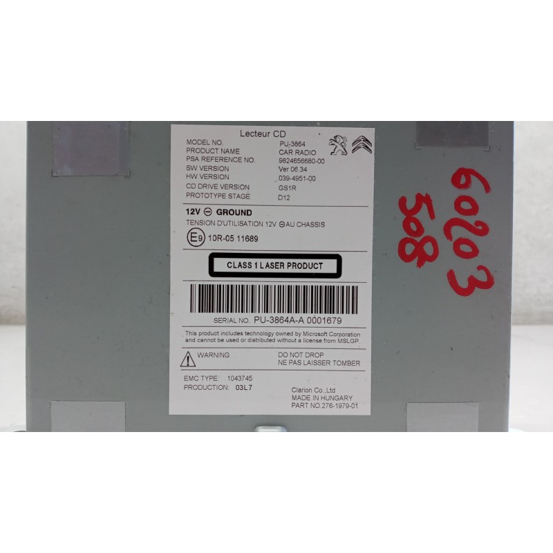 PEUGEOT CARICATORE CD PEUGEOT 508 2010>2018 usato