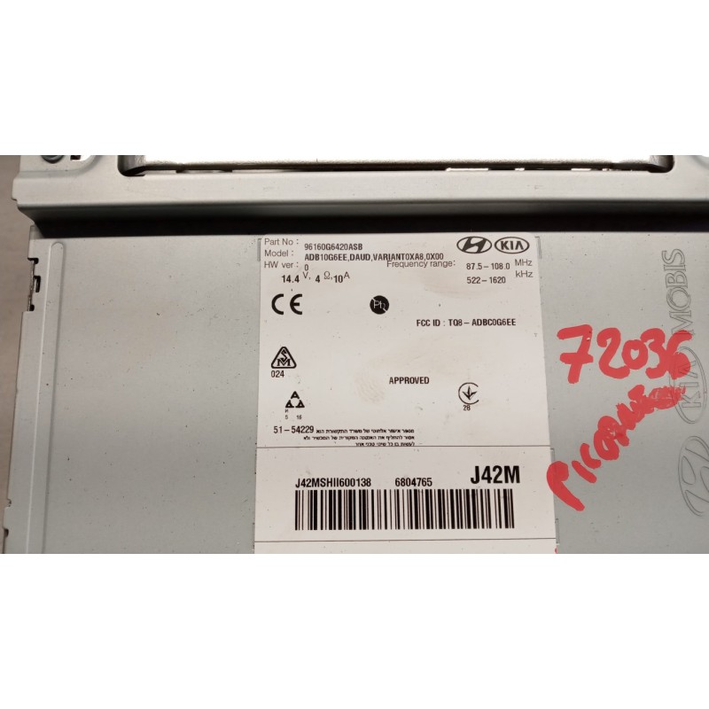 KIA AUTORADIO KIA Picanto 2017> usato