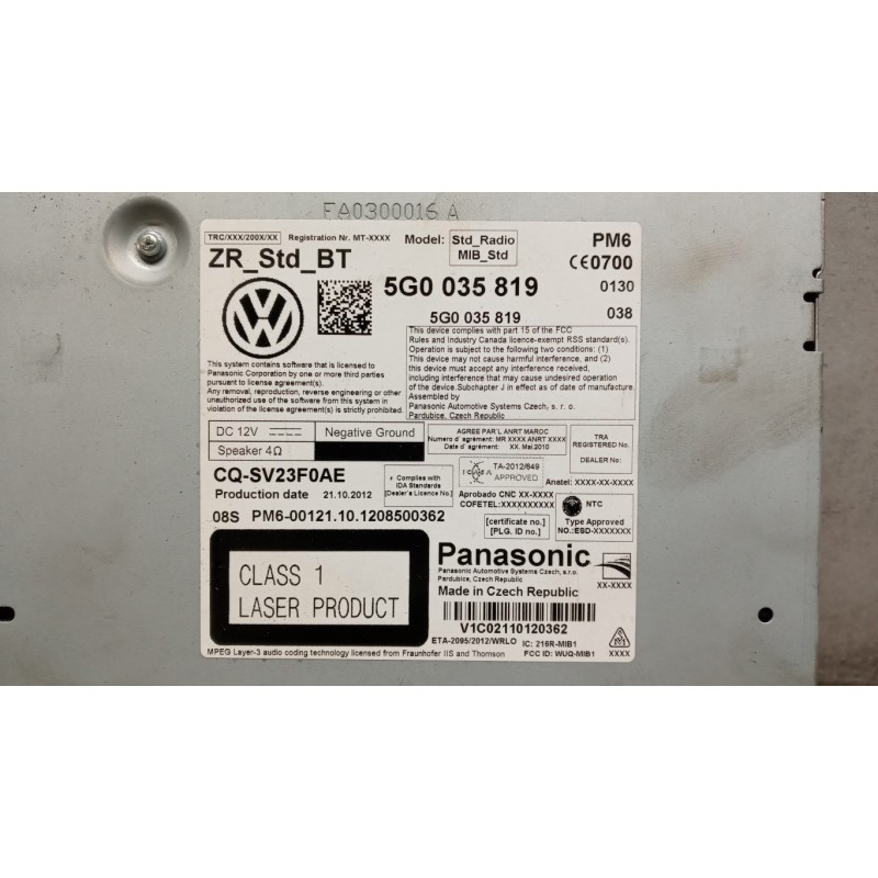 VOLKSWAGEN CAR RADIO VOLKSWAGEN Golf 7 2012>2016 used